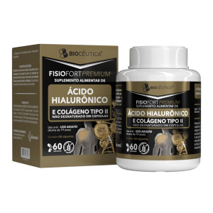 Fisiofort Premium - Colágeno Tipo II e Ácido Hialurônico - 60cps