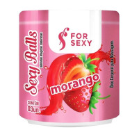 Bolinha Sexy Balls Sabor Morango 03 Unidades - For Sexy Bolinha Sexy Balls Sabor Morango 03 Unidades - For Sexy