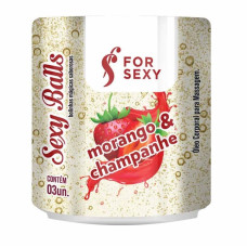 Bolinha Sexy Balls Sabor Morango e Champanhe 03 Unidades - For Sexy Bolinha Sexy Balls Sabor Morango e Champanhe 03 Unidades - For Sexy